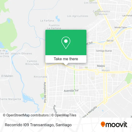 Recorrido I09 Transantiago map