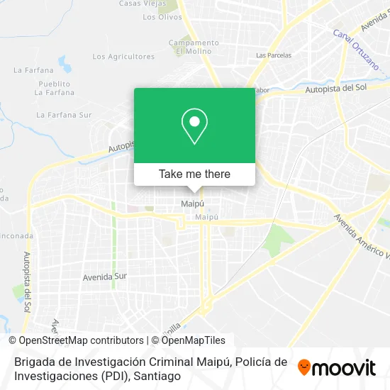 Brigada de Investigación Criminal Maipú, Policía de Investigaciones (PDI) map