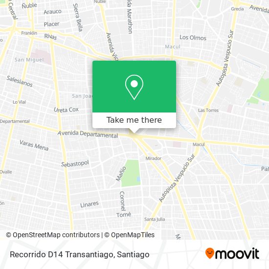Mapa de Recorrido D14 Transantiago