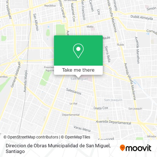Direccion de Obras Municipalidad de San Miguel map