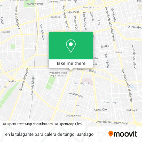en la talagante para calera de tango map
