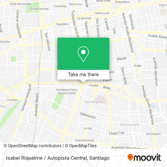 Isabel Riquelme / Autopista Central map