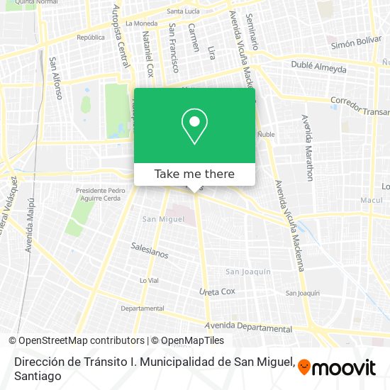 Dirección de Tránsito I. Municipalidad de San Miguel map
