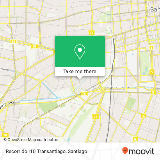 Recorrido I10 Transantiago map