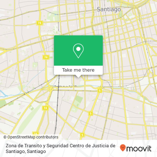 Mapa de Zona de Transito y Seguridad Centro de Justicia de Santiago