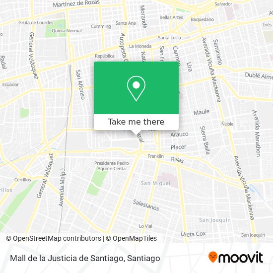 Mapa de Mall de la Justicia de Santiago