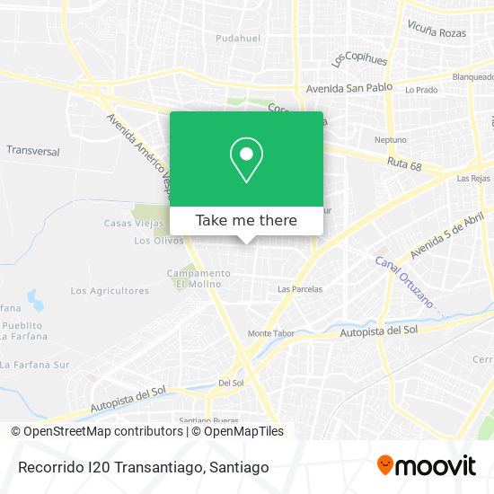 Recorrido I20 Transantiago map