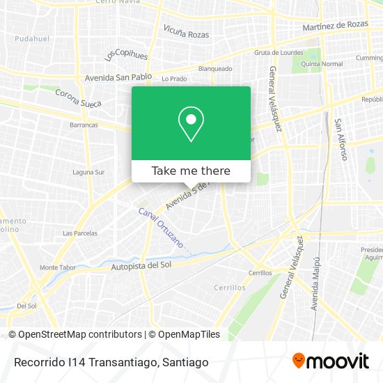 Recorrido I14 Transantiago map