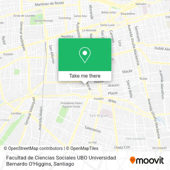 Facultad de Ciencias Sociales UBO Universidad Bernardo O'Higgins map