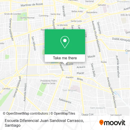 Escuela Diferencial Juan Sandoval Carrasco map