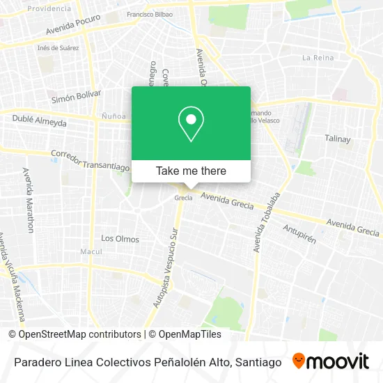 Paradero Linea Colectivos Peñalolén Alto map