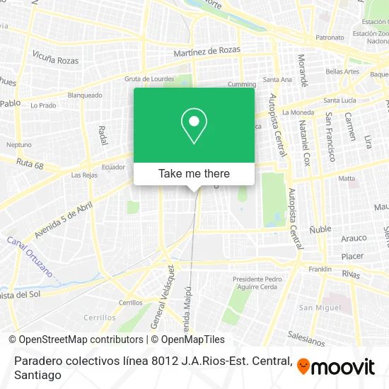 Paradero colectivos línea 8012 J.A.Rios-Est. Central map
