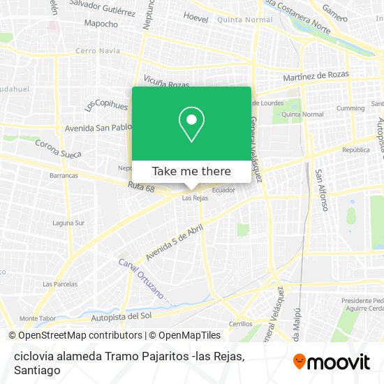ciclovia alameda Tramo Pajaritos -las Rejas map
