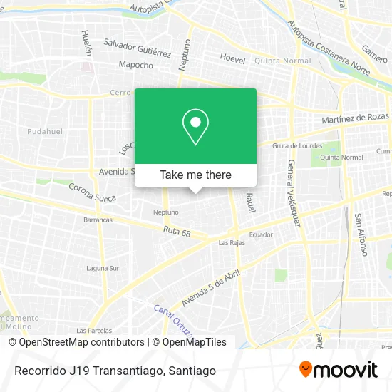 Recorrido J19 Transantiago map