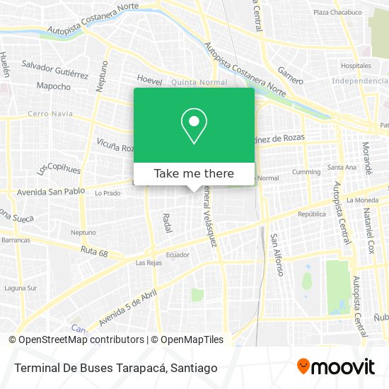 Mapa de Terminal De Buses Tarapacá