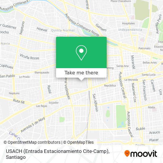 USACH (Entrada Estacionamiento Cite-Camp) map