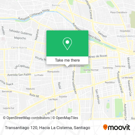 Transantiago 120, Hacia La Cisterna map