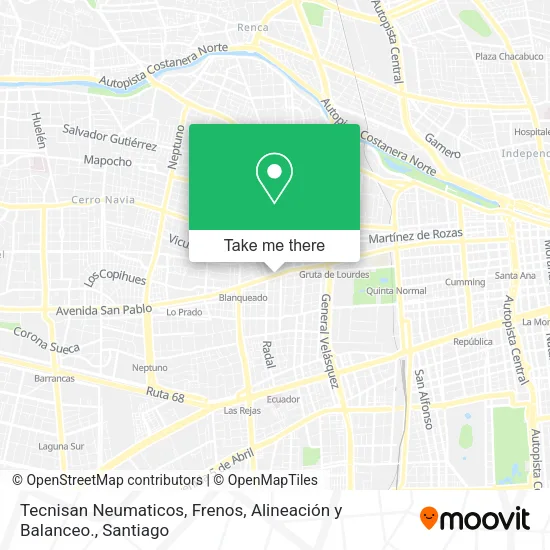 Tecnisan Neumaticos, Frenos, Alineación y Balanceo. map