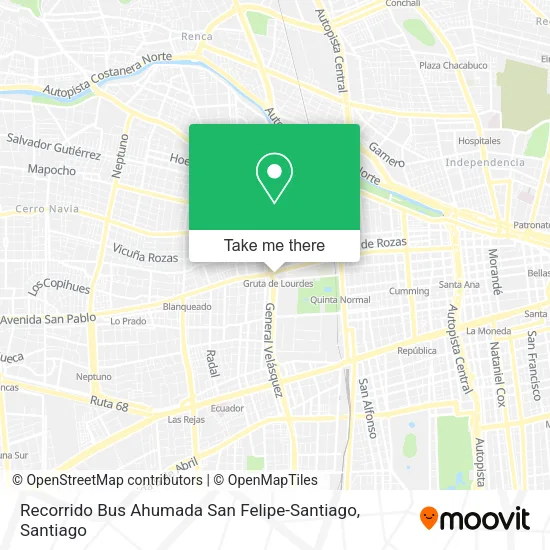 Recorrido Bus Ahumada San Felipe-Santiago map