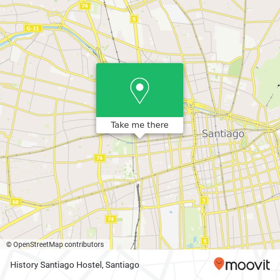 History Santiago Hostel map