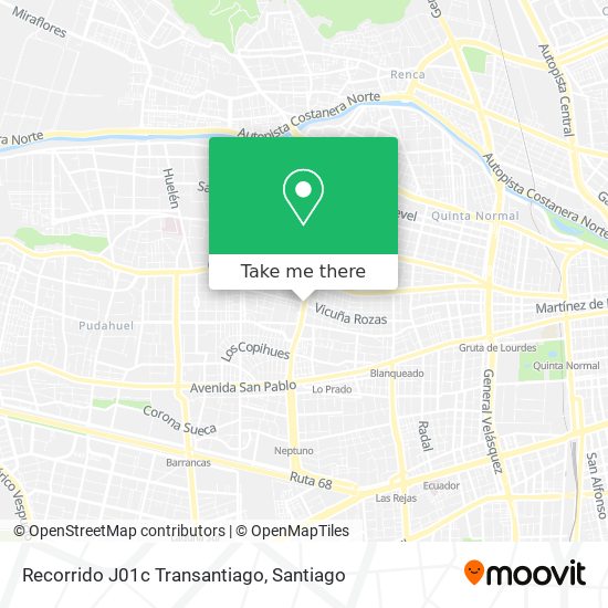 Recorrido J01c Transantiago map