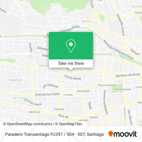Paradero Transantiago PJ397 / 504 - 507 map