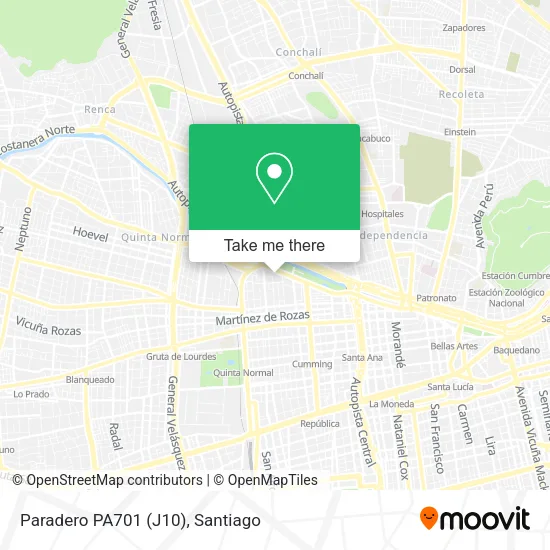 Paradero PA701 (J10) map