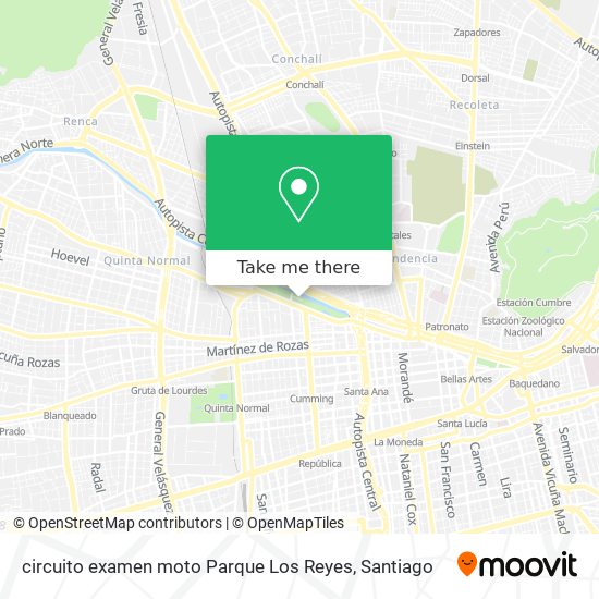 circuito examen moto Parque Los Reyes map