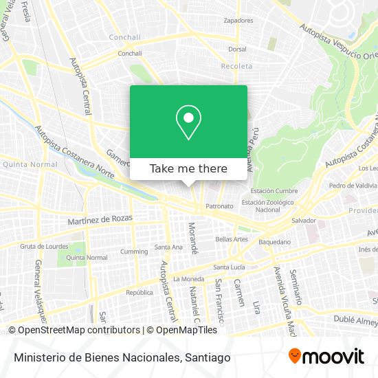Mapa de Ministerio de Bienes Nacionales