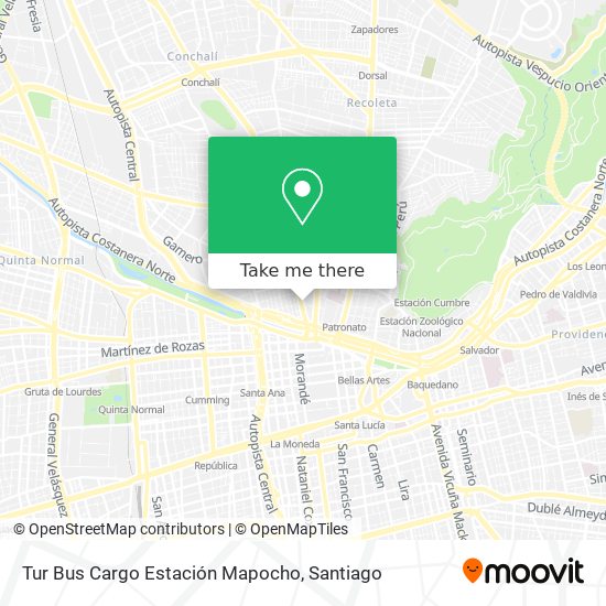 Mapa de Tur Bus Cargo Estación Mapocho