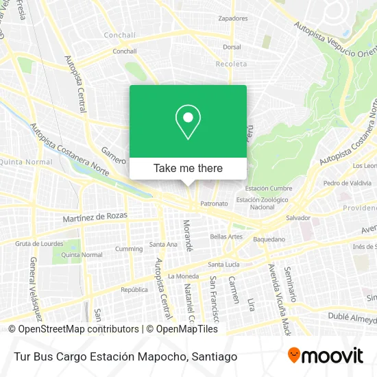 Mapa de Tur Bus Cargo Estación Mapocho