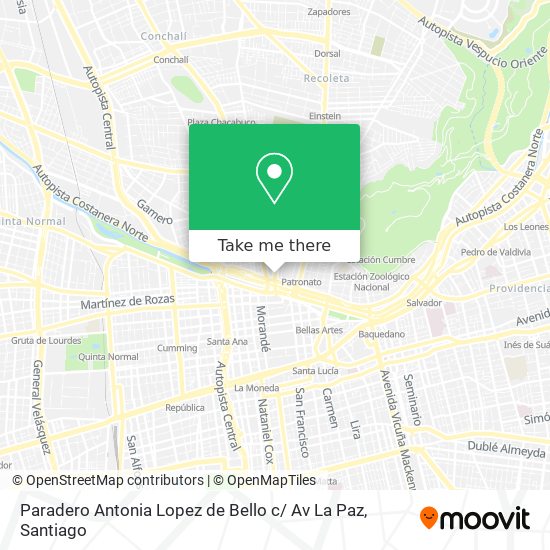 Paradero Antonia Lopez de Bello c/ Av La Paz map