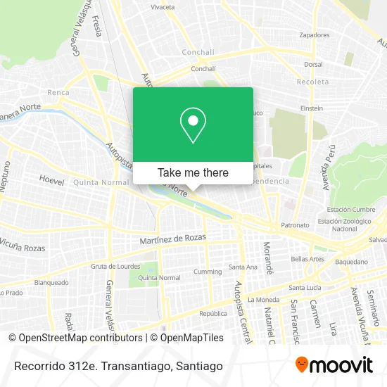 Recorrido 312e. Transantiago map