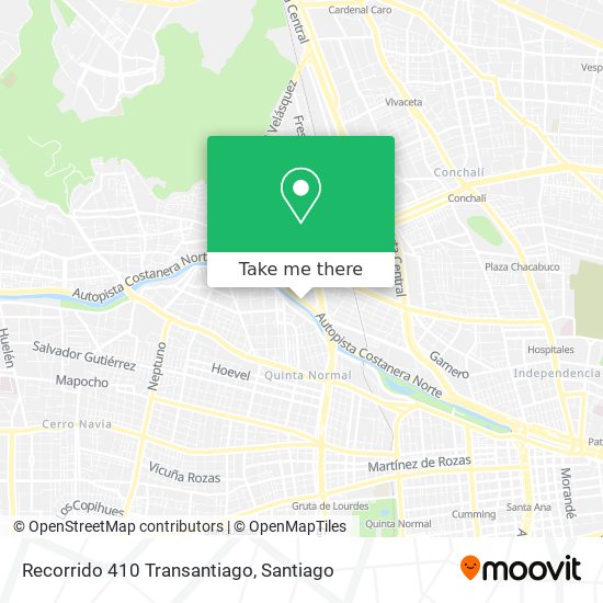 Recorrido 410 Transantiago map
