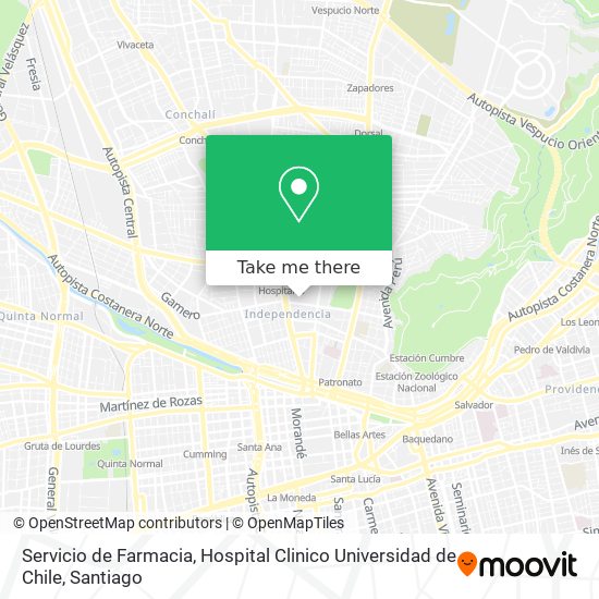 Servicio de Farmacia, Hospital Clinico Universidad de Chile map