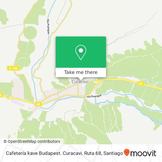 Mapa de Cafetería kave Budapest. Curacavi. Ruta 68