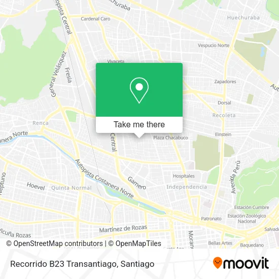 Recorrido B23 Transantiago map
