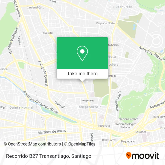 Recorrido B27 Transantiago map