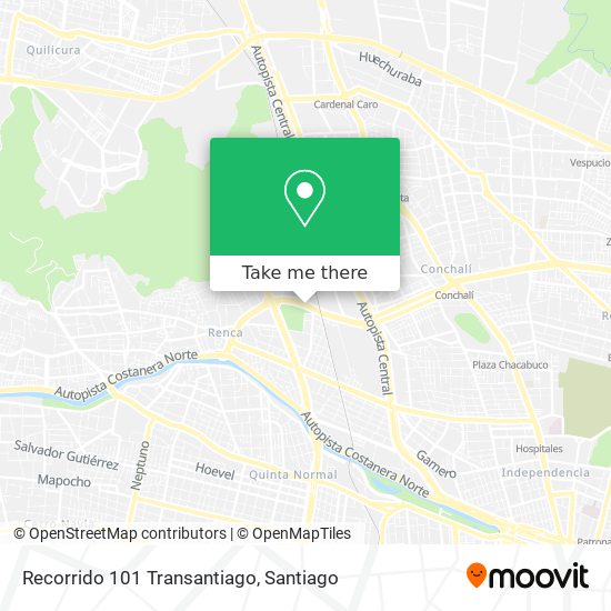 Recorrido 101 Transantiago map