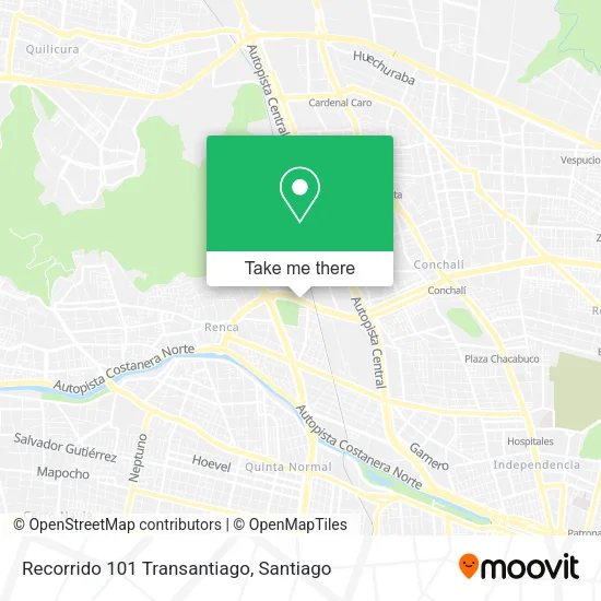 Recorrido 101 Transantiago map
