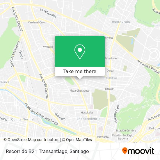 Recorrido B21 Transantiago map