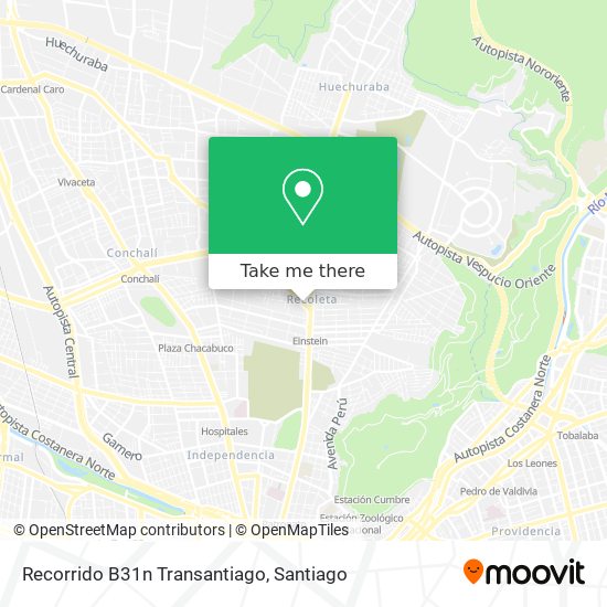 Recorrido B31n Transantiago map