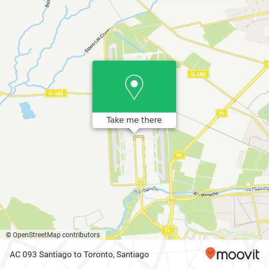 AC 093 Santiago to Toronto map