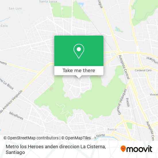 Metro los Heroes anden  direccion La Cisterna map