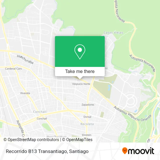 Recorrido B13 Transantiago map