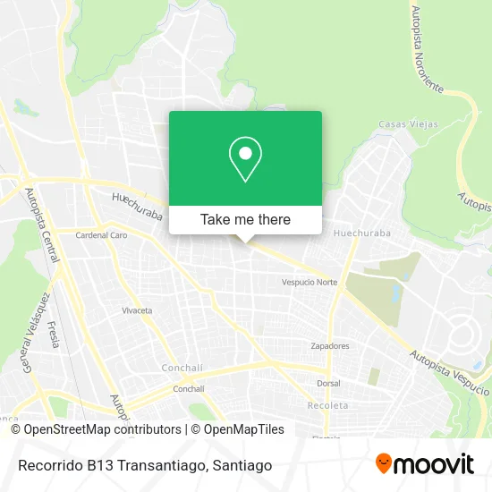 Recorrido B13 Transantiago map
