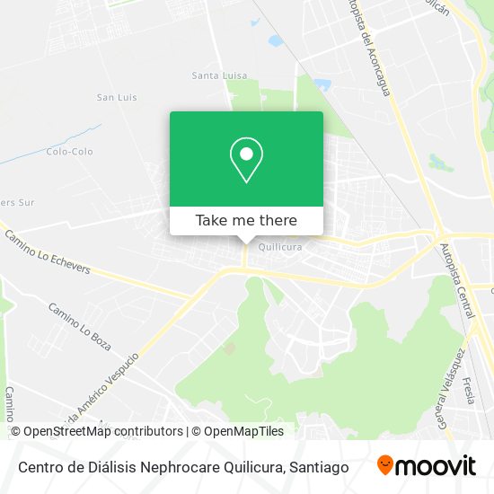 Mapa de Centro de Diálisis Nephrocare Quilicura