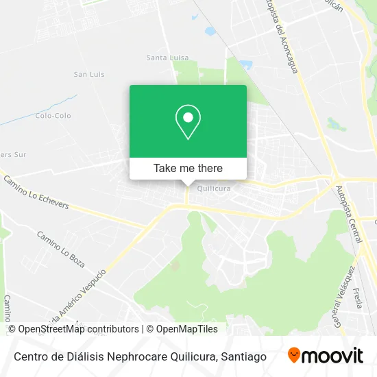 Mapa de Centro de Diálisis Nephrocare Quilicura