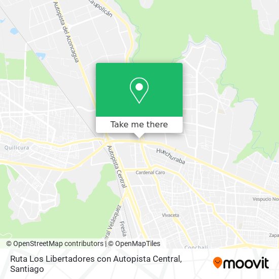 Ruta Los Libertadores con Autopista Central map