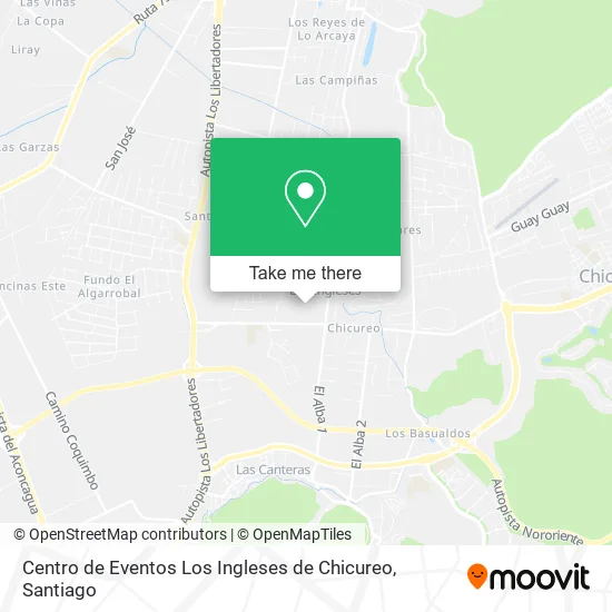 Centro de Eventos Los Ingleses de Chicureo map